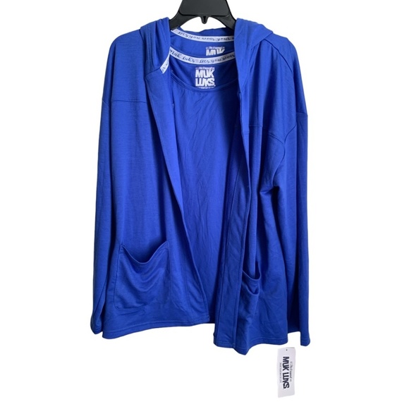 NWT Muk Luks Womens Cardigan w/ Match Tank Top Size Tall XL Sapphire Blue Hoodie - Picture 8 of 12